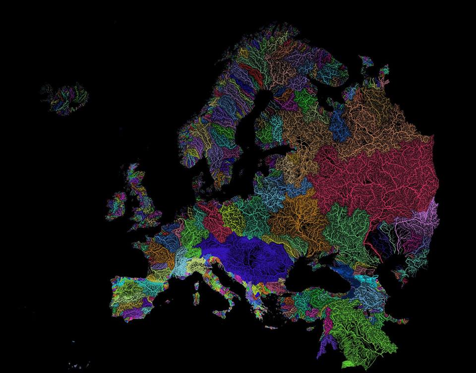 Farebná mapa povodí Európy vám skrášli deň