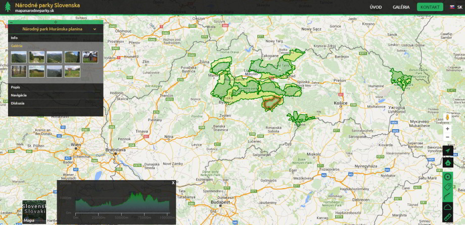 interaktívna mapa národných parkov Slovenska