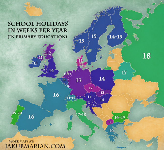 Ako dlho trvajú školské prázdniny v európskych štátoch?