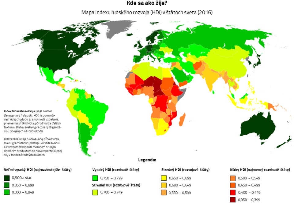 Mapa indexu ľudského rozvoja HDI