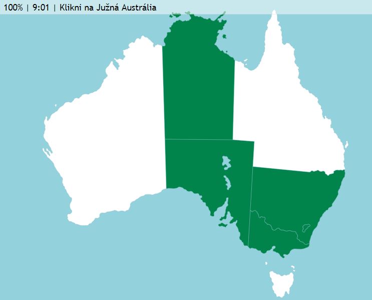 Austrália a Oceánia mapa hra