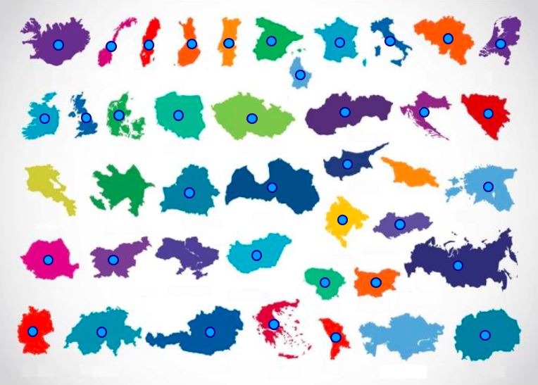 štáty Európy mapová hra