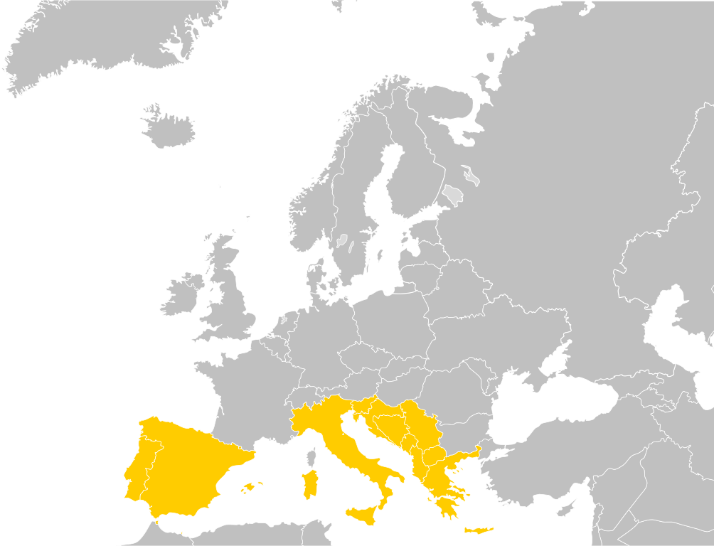 Južná Európa mapa