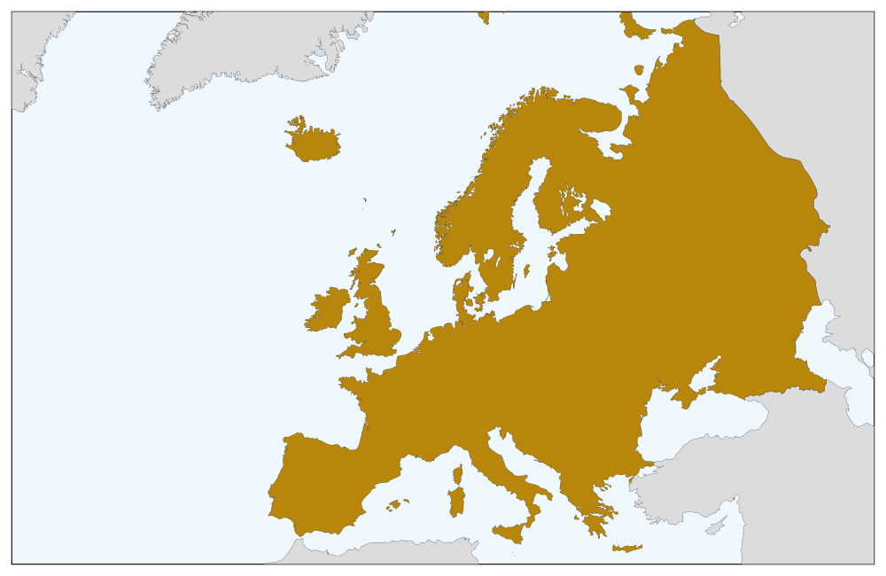 poloha a rozloha Európy mapa