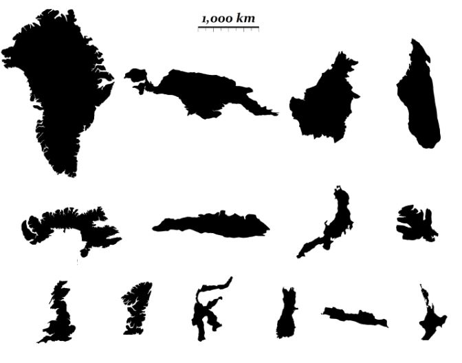 Najväčšie ostrovy sveta. Cvičenie na prácu so školským atlasom
