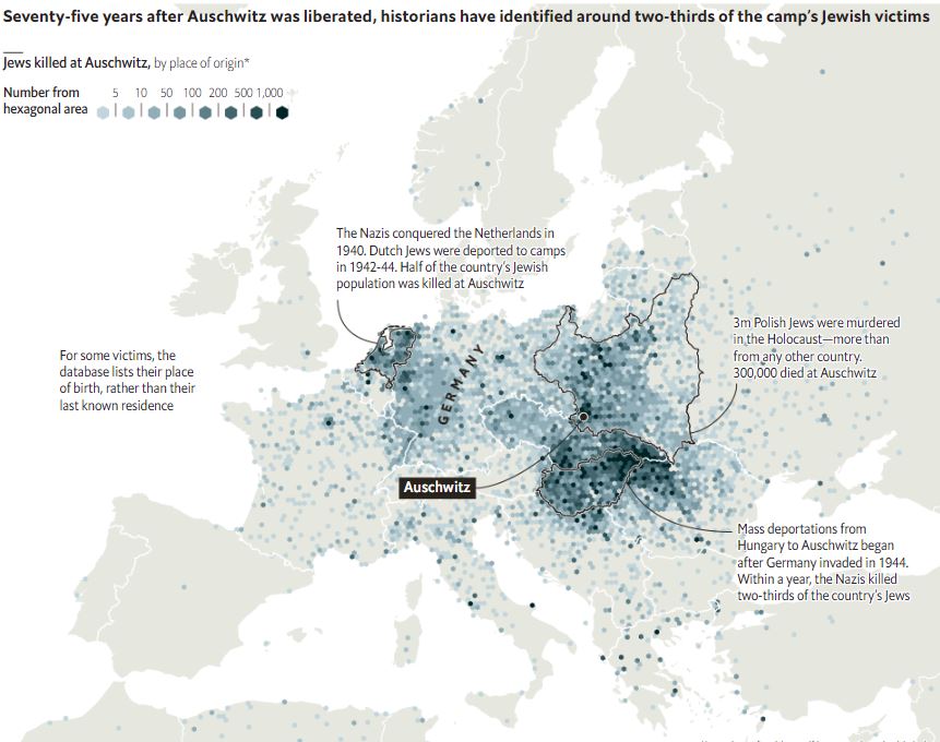 K 75. výročiu oslobodenia koncentračného tábora Auschwitz. Mapa, ktorá zobrazuje pôvod obetí